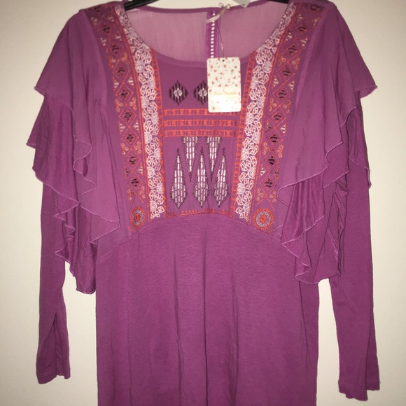 Free People La Cienga Embroidered Blouse Boho Top - Picture 2 of 7